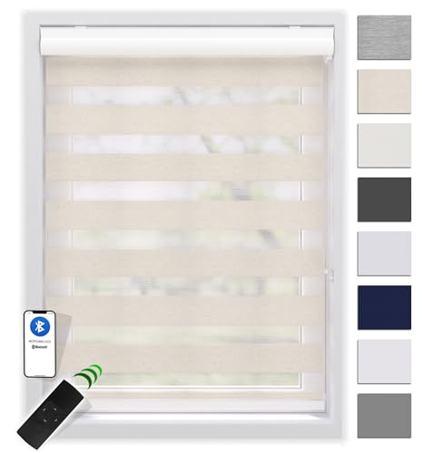 EFIXS Doppelrollo mit Kassette 140 x 175 cm (BxH) in leinen/Duo Rollo mit Premium-Unterschiene/Doppelrollo zum Bohren in den Breiten 40-220 cm von EFIXS