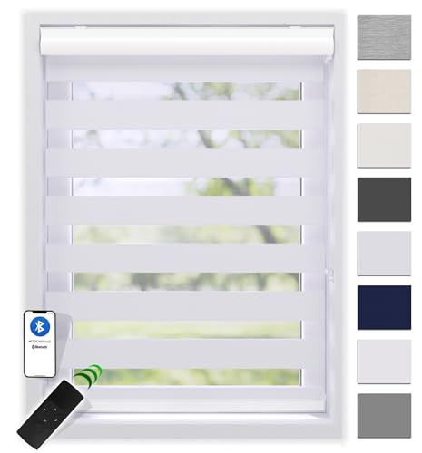 EFIXS Doppelrollo mit Kassette 150 x 175 cm (BxH) in dimout-Weiss/Duo Rollo mit Premium-Unterschiene/Doppelrollo zum Bohren in den Breiten 40-220 cm von EFIXS