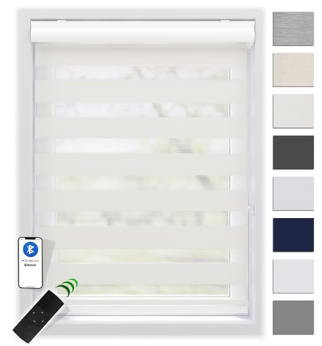 EFIXS Doppelrollo mit Kassette 70 x 130 cm (BxH) in schneeweiss/Duo Rollo mit Premium-Unterschiene/Doppelrollo zum Bohren in den Breiten 40-220 cm von EFIXS