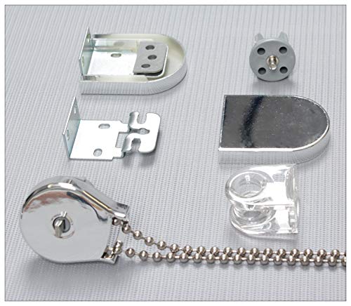 EFIXS Montageset für Rollos mit 25 mm Rollowelle, Farbe: Silber, mit Metallkette, incl. Halter/Halterung aus Metall - Ersatz/Ersatzteile Rollo, Rollo Reparaturset, Rollo Zubehör oder zur Reparatur von EFIXS