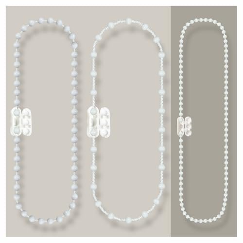 EFIXS Rollokette aus PVC (Bedienkette) – mit Kettenverbinder - Bedienlänge 200 cm (Umlauf 400 cm) - 3,2 x 4 mm, für Rollos, Jalousien, Lamellenvorhänge, Farbe: Weiss von EFIXS