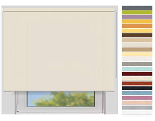 EFIXS Sichtschutzrollo Maxi - 32 mm Welle - Breiten: 40-240 cm - Höhen bis 240 cm - Hier: 220 cm x 190 cm (Stoffbreite x Höhe) - Natur (4996) - lichtdurchlässig - Blickdicht von EFIXS