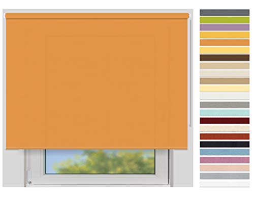 EFIXS Sichtschutzrollo Maxi - 32 mm Welle - Breiten: 40-240 cm - Höhen bis 240 cm - Hier: 240 cm x 190 cm (Stoffbreite x Höhe) - orange (5034) - lichtdurchlässig - Blickdicht von EFIXS