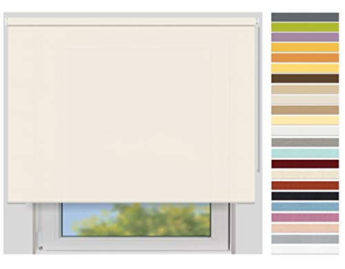 EFIXS Sichtschutzrollo Maxi - Rollos nach Maß - 32 mm Rollowelle - Stoffbreite bis 250 cm, Höhe bis 300 cm - Hier: bis 160 cm x 150 cm (BxH) - leinen (5080) - mit & ohne Bohren von EFIXS