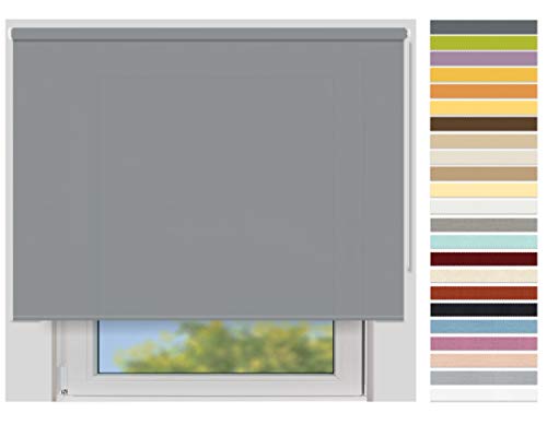 EFIXS Sichtschutzrollo Maxi - Rollos nach Maß - 32 mm Rollowelle - Stoffbreite bis 250 cm, Höhe bis 300 cm - Hier: bis 190 cm x 150 cm (BxH) - grau (10686) - mit & ohne Bohren von EFIXS