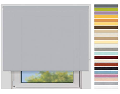 EFIXS Sichtschutzrollo Maxi - Rollos nach Maß - 32 mm Rollowelle - Stoffbreite bis 250 cm, Höhe bis 300 cm - Hier: bis 200 cm x 150 cm (BxH) - hellgrau (4934) - mit & ohne Bohren von EFIXS