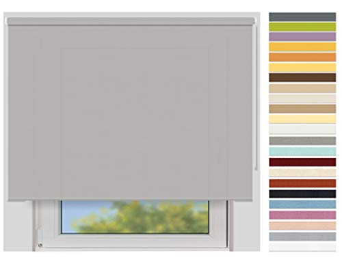 EFIXS Sichtschutzrollo Maxi - Rollos nach Maß - 32 mm Rollowelle - Stoffbreite bis 250 cm, Höhe bis 300 cm - Hier: bis 220 cm x 150 cm (BxH) - graubeige (6840) - mit & ohne Bohren von EFIXS