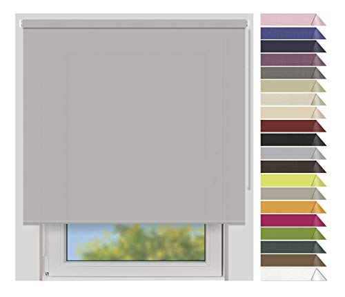 EFIXS Sichtschutzrollo Medium - 25 mm Welle - Breiten: 40-240 cm - Höhen bis 240 cm - Hier: 200 cm x 190 cm (Stoffbreite x Höhe) - graubeige (6840) - lichtdurchlässig - Blickdicht von EFIXS