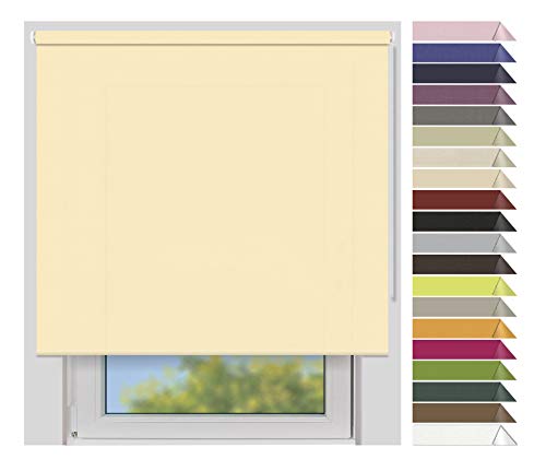 EFIXS Sichtschutzrollo Medium - 25 mm Welle - Breiten: 40-240 cm - Höhen bis 240 cm - Hier: 200 cm x 190 cm (Stoffbreite x Höhe) - vanille (4932) - lichtdurchlässig - Blickdicht von EFIXS