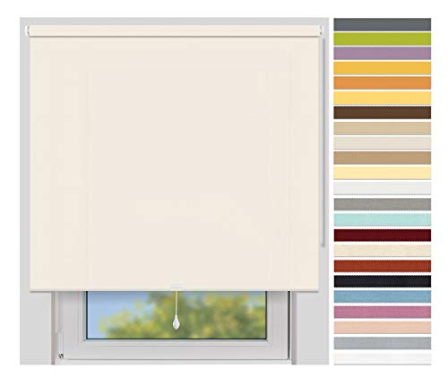 EFIXS Sichtschutzrollo Mittelzug Medium - Rollos nach Maß - 25 mm - Stoffbreite bis 180 cm, Höhe bis 240 cm - Hier: bis 120 cm x 150 cm (BxH) - leinen (5080) - lichtdurchlässig, Springrollo von EFIXS