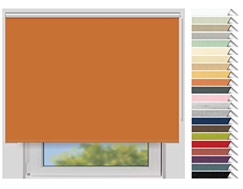 EFIXS Thermorollo Maxi - 32 mm Welle - Breiten: 60-240 cm - Höhen bis 240 cm - Hier: 230 cm x 190 cm (Stoffbreite x Höhe) - orange (060) - Hitzeschutzrollo - Verdunklungsrollo von EFIXS