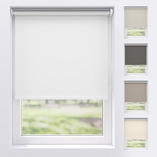 EFIXS Thermorollo Medium - 25 mm Welle - Breiten: 60-240 cm - Höhen bis 240 cm - Hier: 240 cm x 190 cm (Stoffbreite x Höhe) - leinen (2001403) - Hitzeschutzrollo - Verdunklungsrollo von EFIXS
