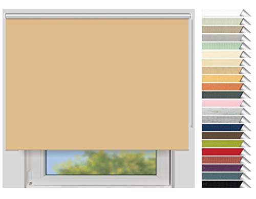 EFIXS Thermorollo Maxi - 32 mm Welle - Breiten: 60-240 cm - Höhen bis 240 cm - Hier: 220 cm x 190 cm (Stoffbreite x Höhe) - ginster (058) - Hitzeschutzrollo - Verdunklungsrollo von EFIXS