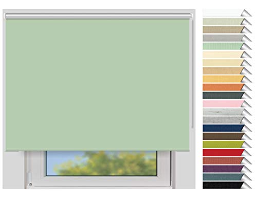 EFIXS Thermorollo Maxi - 32 mm Welle - Breiten: 60-240 cm - Höhen bis 240 cm - Hier: 240 cm x 190 cm (Stoffbreite x Höhe) - lindgrün (055) - Hitzeschutzrollo - Verdunklungsrollo von EFIXS