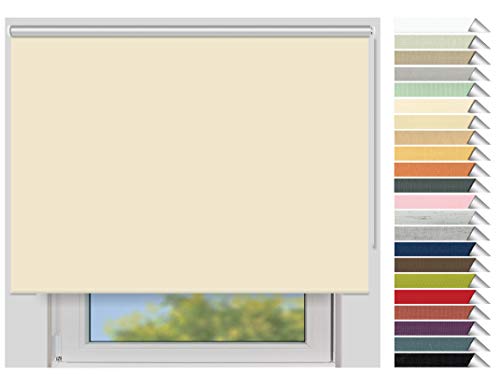 EFIXS Thermorollo Maxi - Rollos nach Maß - 32 mm Rollowelle - Stoffbreite bis 250 cm, Höhe bis 300 cm - Hier: bis 190 cm x bis 150 cm (BxH) - cremeweiss (056) - mit & ohne Bohren von EFIXS