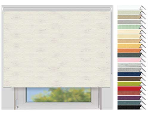 EFIXS Thermorollo Maxi - Rollos nach Maß - 32 mm Rollowelle - Stoffbreite bis 250 cm, Höhe bis 300 cm - Hier: bis 220 cm x bis 150 cm (BxH) - leinen (063) - mit & ohne Bohren von EFIXS