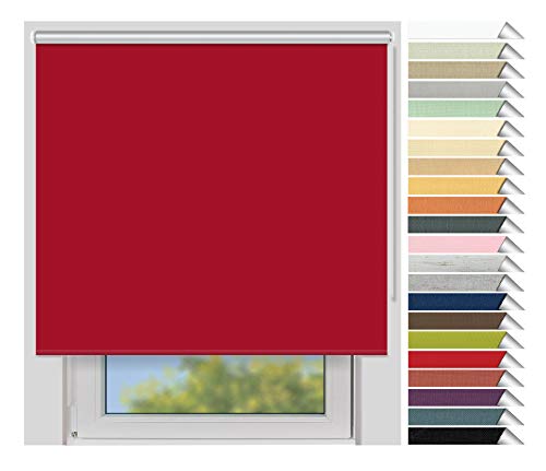 EFIXS Thermorollo Medium - 25 mm Welle - Breiten: 60-240 cm - Höhen bis 240 cm - Hier: 120 cm x 190 cm (Stoffbreite x Höhe) - rot (068) - Hitzeschutzrollo - Verdunklungsrollo von EFIXS