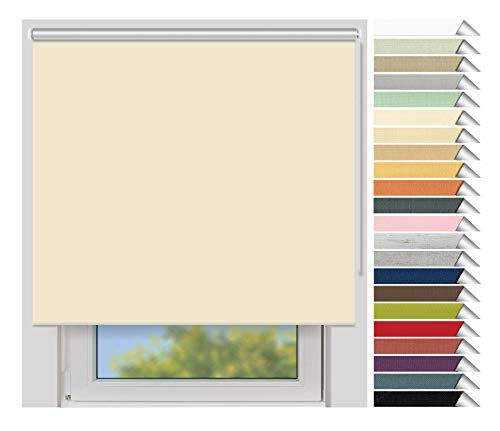EFIXS Thermorollo Medium - 25 mm Welle - Breiten: 60-240 cm - Höhen bis 240 cm - Hier: 160 cm x 190 cm (Stoffbreite x Höhe) - cremeweiss (056) - Hitzeschutzrollo - Verdunklungsrollo von EFIXS