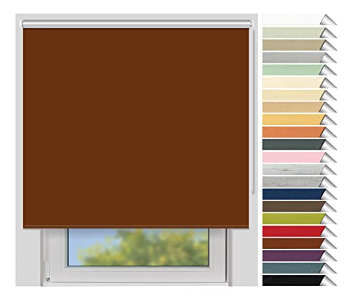 EFIXS Thermorollo Medium - 25 mm Welle - Breiten: 60-240 cm - Höhen bis 240 cm - Hier: 200 cm x 190 cm (Stoffbreite x Höhe) - Terracotta (3012) - Hitzeschutzrollo - Verdunklungsrollo von EFIXS
