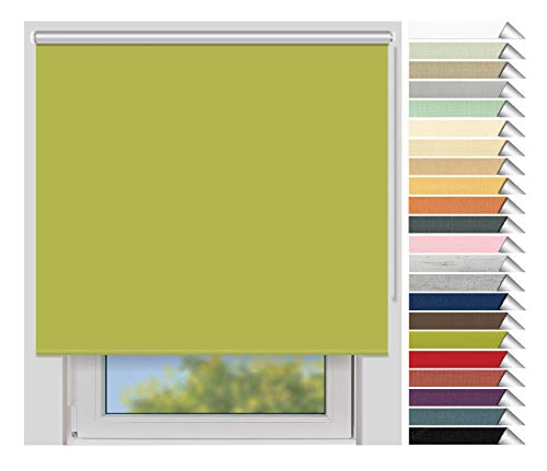 EFIXS Thermorollo Medium - 25 mm Welle - Breiten: 60-240 cm - Höhen bis 240 cm - Hier: 220 cm x 190 cm (Stoffbreite x Höhe) - grün (067) - Hitzeschutzrollo - Verdunklungsrollo von EFIXS