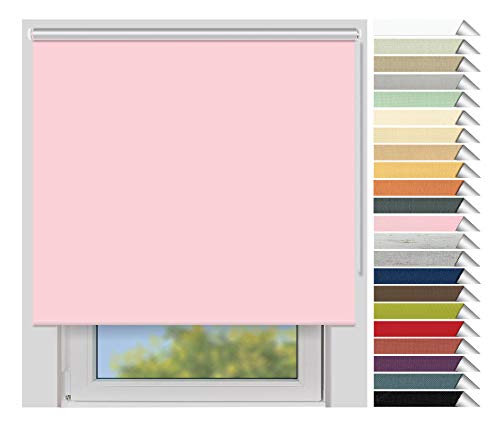 EFIXS Thermorollo Medium - 25 mm Welle - Breiten: 60-240 cm - Höhen bis 240 cm - Hier: 200 cm x 190 cm (Stoffbreite x Höhe) - rosa (062) - Hitzeschutzrollo - Verdunklungsrollo von EFIXS