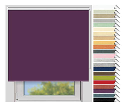 EFIXS Thermorollo Medium - 25 mm Welle - Breiten: 60-240 cm - Höhen bis 240 cm - Hier: 140 cm x 190 cm (Stoffbreite x Höhe) - violett (3016) - Hitzeschutzrollo - Verdunklungsrollo von EFIXS