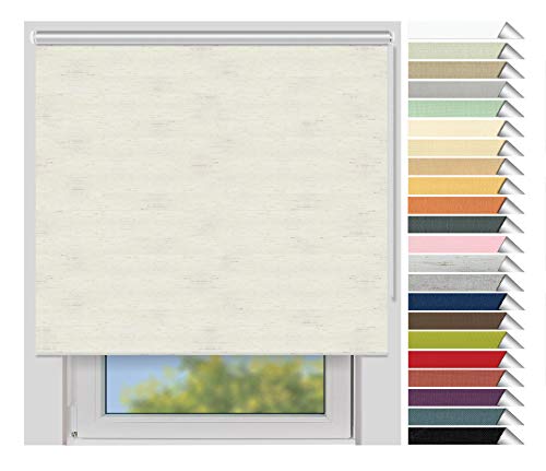 EFIXS Thermorollo Medium - Rollos nach Maß - 25 mm Rollowelle - Stoffbreite bis 220 cm, Höhe bis 240 cm - Hier: bis 220 cm x 150 cm (BxH) - leinen (063) - mit & ohne Bohren von EFIXS