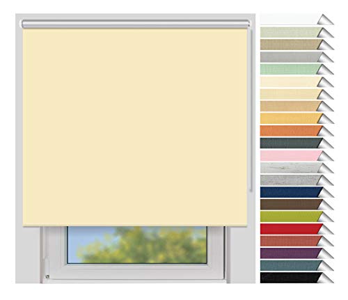EFIXS Thermorollo Medium - Rollos nach Maß - 25 mm Rollowelle - Stoffbreite bis 220 cm, Höhe bis 240 cm - Hier: bis 220 cm x 190 cm (BxH) - vanille (057) - mit & ohne Bohren von EFIXS