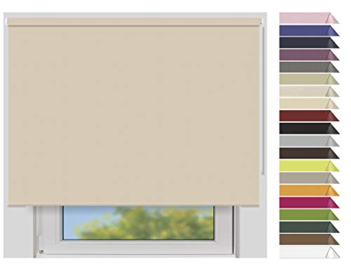 EFIXS Verdunklungsrollo Maxi - 32 mm Welle - Breiten: 120-240 cm - Höhen bis 240 cm - Hier: 180 cm x 240 cm (Stoffbreite x Höhe) - Natur (7907) - lichtundurchlässig - Blickdicht von EFIXS
