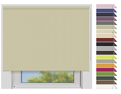 EFIXS Verdunklungsrollo Maxi - 32 mm Welle - Breiten: 120-240 cm - Höhen bis 240 cm - Hier: 180 cm x 240 cm (Stoffbreite x Höhe) - Sand (7905) - lichtundurchlässig - Blickdicht von EFIXS