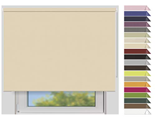EFIXS Verdunklungsrollo Maxi - 32 mm Welle - Breiten: 120-240 cm - Höhen bis 240 cm - Hier: 240 cm x 190 cm (Stoffbreite x Höhe) - Creme (7909) - lichtundurchlässig - Blickdicht von EFIXS