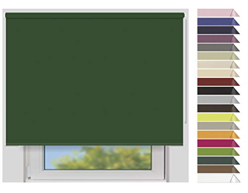 EFIXS Verdunklungsrollo Maxi - 32 mm Welle - Breiten: 120-240 cm - Höhen bis 240 cm - Hier: 180 cm x 240 cm (Stoffbreite x Höhe) - dunkelgrün (7939) - lichtundurchlässig - Blickdicht von EFIXS
