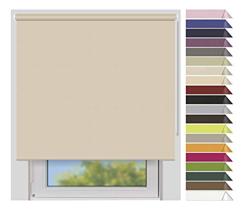 EFIXS Verdunklungsrollo Medium - 25 mm Welle - Breiten: 120-240 cm - Höhen bis 240 cm - Hier: 120 cm x 190 cm (Stoffbreite x Höhe) - Natur (7907) - lichtundurchlässig - Blickdicht von EFIXS