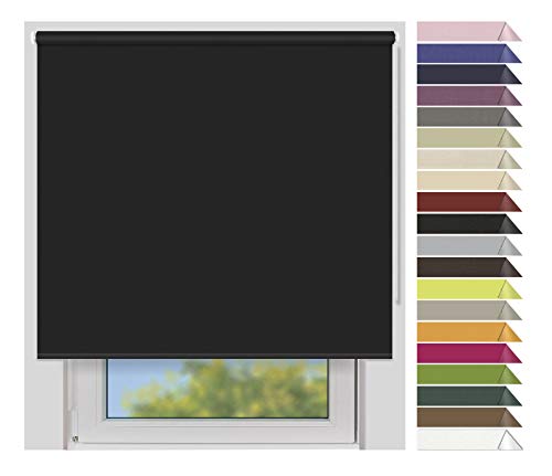 EFIXS Verdunklungsrollo Medium - 25 mm Welle - Breiten: 120-240 cm - Höhen bis 240 cm - Hier: 120 cm x 190 cm (Stoffbreite x Höhe) - schwarz (7917) - lichtundurchlässig - Blickdicht von EFIXS