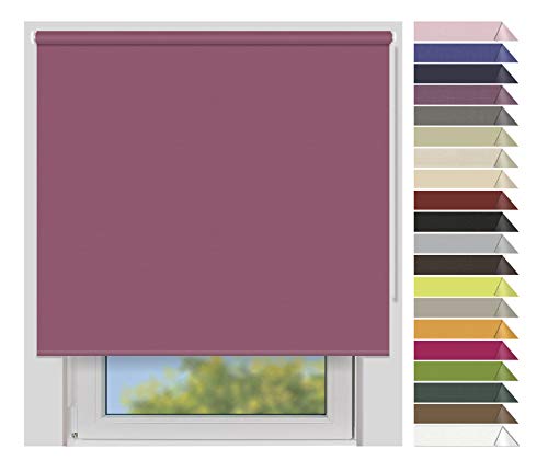 EFIXS Verdunklungsrollo Medium - 25 mm Welle - Breiten: 120-240 cm - Höhen bis 240 cm - Hier: 120 cm x 240 cm (Stoffbreite x Höhe) - Flieder (7901) - lichtundurchlässig - Blickdicht von EFIXS