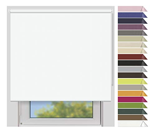 EFIXS Verdunklungsrollo Medium - 25 mm Welle - Breiten: 120-240 cm - Höhen bis 240 cm - Hier: 100 cm x 240 cm (Stoffbreite x Höhe) - Weiss (7943) - lichtundurchlässig - Blickdicht von EFIXS