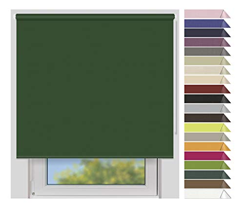 EFIXS Verdunklungsrollo Medium - 25 mm Welle - Breiten: 120-240 cm - Höhen bis 240 cm - Hier: 120 cm x 190 cm (Stoffbreite x Höhe) - dunkelgrün (7939) - lichtundurchlässig - Blickdicht von EFIXS