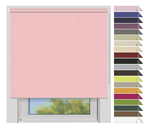 EFIXS Verdunklungsrollo Medium - Rollos nach Maß - 25 mm Rollowelle - Stoffbreite bis 220 cm, Höhe bis 240 cm - Hier: bis 160 cm x 190 cm (BxH) - pastellrosa (7895) - mit & ohne Bohren von EFIXS