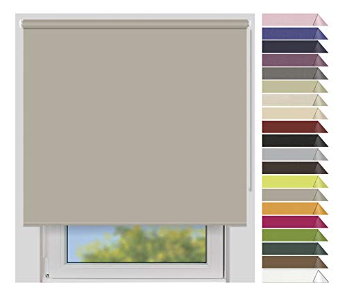 EFIXS Verdunklungsrollo Medium - Rollos nach Maß - 25 mm Rollowelle - Stoffbreite bis 220 cm, Höhe bis 240 cm - Hier: bis 80 cm x 150 cm (BxH) - steingrau (7929) - mit & ohne Bohren von EFIXS