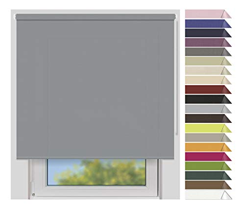 EFIXS Sichtschutzrollo Medium - 25 mm Welle - Breiten: 40-240 cm - Höhen bis 240 cm - Hier: 120 cm x 190 cm (Stoffbreite x Höhe) - grau (10686) - lichtdurchlässig - Blickdicht von EFIXS