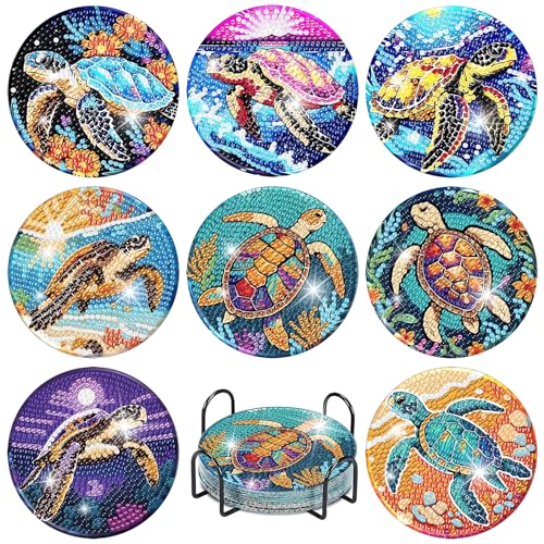 10 Stück Diamond Painting untersetzer with Holde- Turtle Design DIY Bastelset für Basteln Erwachsene & Anfänger, für Wohndekoration (Geschenkidee zum Geburtstag/Weihn) von EFNHJF5