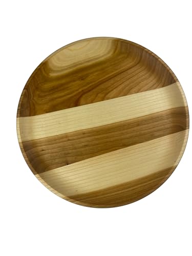 EFO Runder Teller aus Holz, rustikale Kirschholz-Servierplatte – ideal als Kerzenhalter, Snack-Tablett, Käsebrett oder Obstschale – (Größe 30 cm | 11,8 Zoll) von EFO