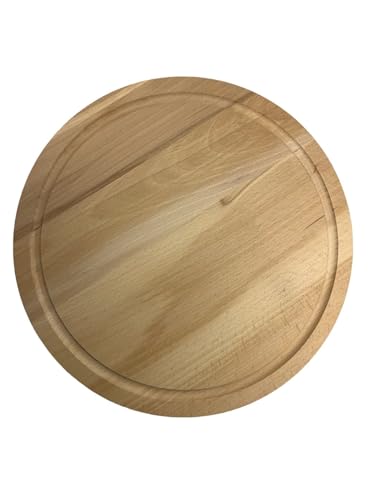 EFO Rundes Schneidebrett - Holzbrett - Holzunterlage - Schneidebrett Holz - Hackbrett - Servierbrett - Brett aus Buchenholz Durchmesser 30 cm EFO Rundes Schneidebrett - Holzbrett - Holzunterlage - Schneidebrett Holz - Hackbrett - Servierbrett - Brett aus Buchenholz Durchmesser 30 cm von EFO