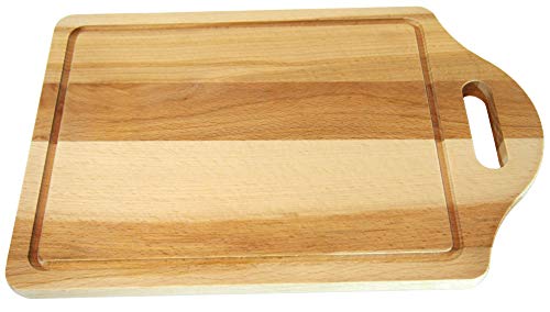 EFO Schneidebrett mit Griff - Küchenbrett Holz - Hackbrett mit Saftrinne - Servierbrett - Brett - Größe 30,5 x 20 x 1,5 cm von EFO