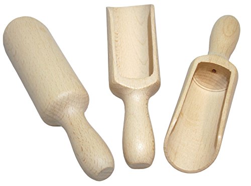 EFO Schaufel Holz - Löffel Holz – Gewürzlöffel – Messlöffel – Löffel Holzgriff – Messschaufel – Salzlöffel Holz 3-er Set – 17 cm von EFO