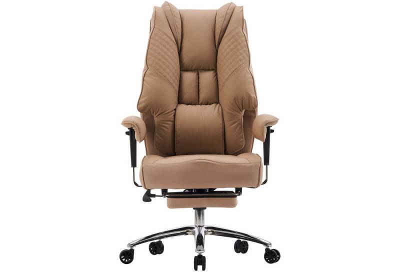 EFOMAO Chefsessel Extra Breit+Stabil, Hochlehner mit Fußstütze Leder, Verstellbare Rückenlehne, Ergonomisch, Höhenverstellbar, Hellbraun von EFOMAO