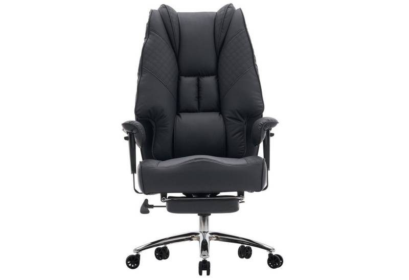 EFOMAO Chefsessel Extra Breit+Stabil, Hochlehner mit Fußstütze Leder, Verstellbare Rückenlehne, Ergonomisch, Höhenverstellbar, schwarz von EFOMAO