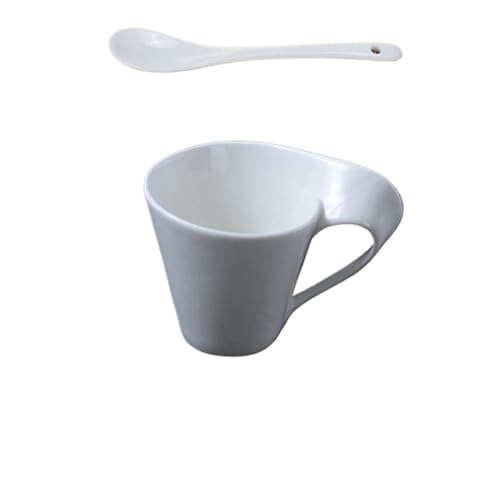 EFRJUWI Kaffeetasse Und Untertasse Set Weiße Keramik Kaffeetasse Frühstückstasse Mit Untertasse(300ml) von EFRJUWI