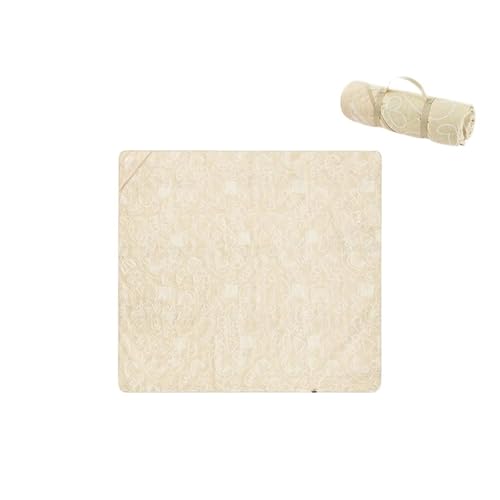 EFRJUWI Picknickdecke Outdoor wasserdichte Picknickmatte Pfirsichhaut Samt Maschinenwaschbar Tragbare Faltbare Campingmatte for Picknick FüR BBQ, Picknick, Wandern, Reisen(Beige-200x240cm) von EFRJUWI