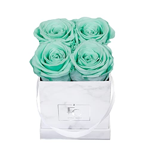 Classic Infinity Rosenbox | Marble Silver | XS | Eckig - 4 Infinity Rosen mit langjähriger Haltbarkeit, echte Rosen die bis zu drei Jahre blühen, EMMIE GRAY Flowerbox, konservierte Rosen (Minty Green) von EG EMMIE GRAY